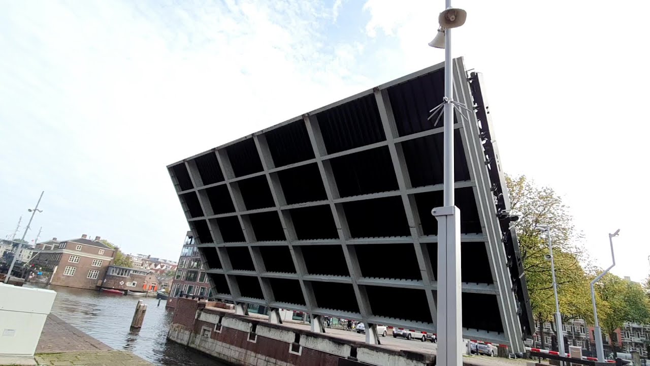 A full opening and closing bridge in Amsterdam