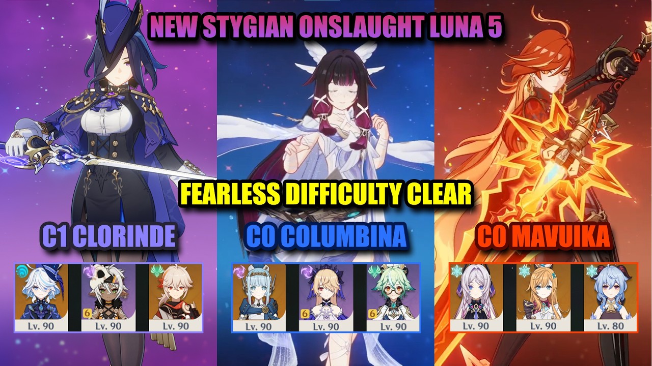 NEW Stygian Onslaught Luna 5 NO SKIRK | Clorinde - Columbina Ineffa - Mavuika Melt | Genshin Impact