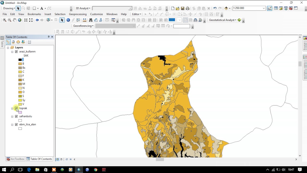 ArcMAP 10.1 Arazi Kullanım Haritası
