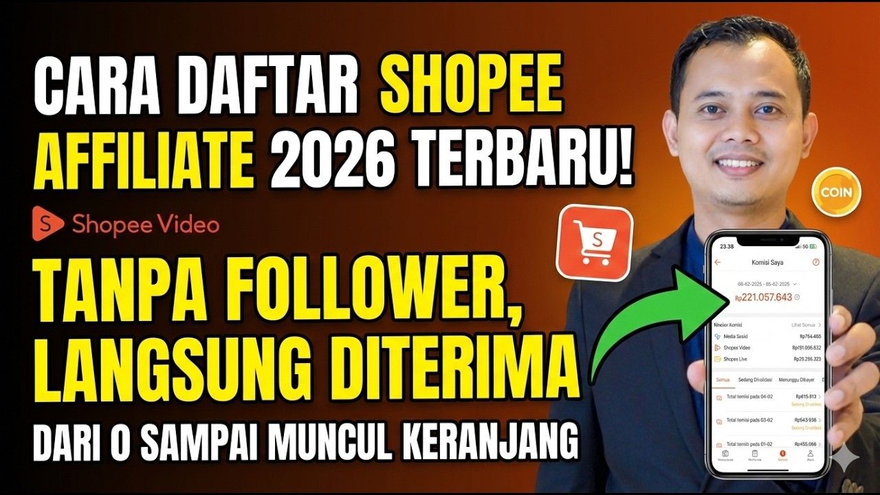 DAFTAR SHOPEE AFFILIATE 2026: Tutorial Lengkap Sampai Bisa Jualan di Shopee Video Meski 0 Follower