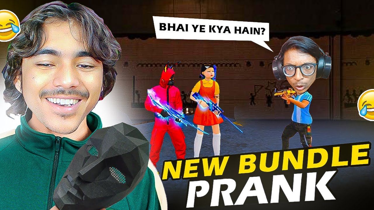 New Squid Game Doll & Red Bundle Prank on Angry Youtuber😱मार के Emote दिखया😡 Garena freefire
