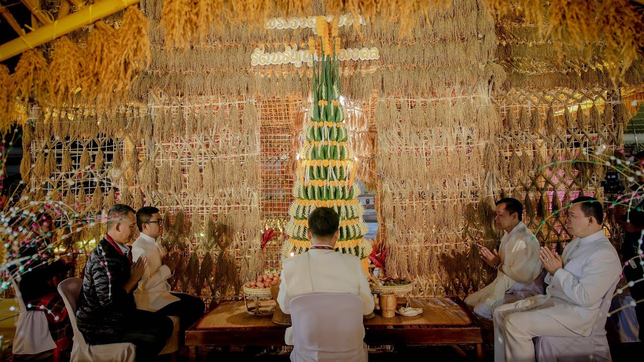พิธีสู่ขวัญข้าว งานบุญเดือนอ้ายไหว้พระธาตุเมืองอากาศ ประจำปี2566 โดย อ.สุรชัย ขอบไชยแสง