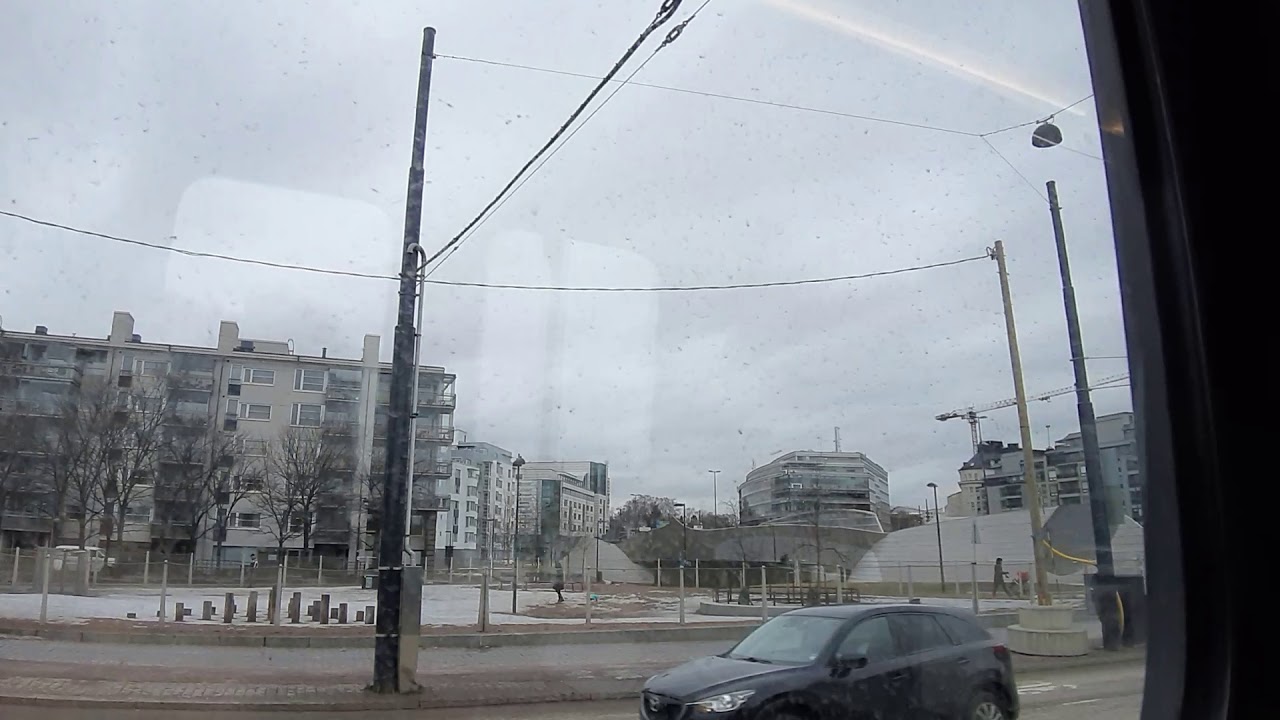 Ride in Helsinki - Tram line 7 L&auml;nsiterminaali T2 &mdash; Rautatieasema (raitiolinja 7) &mdash; 18.03.2019