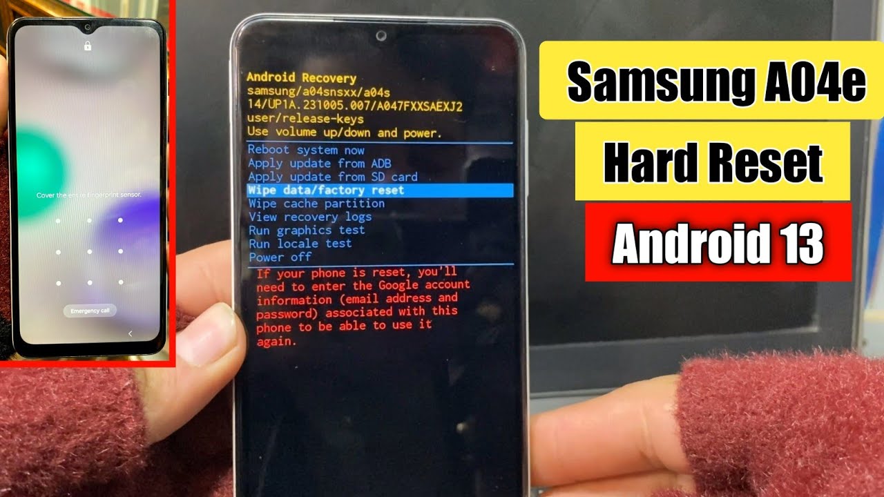 Samsung Galaxy A04e Hard Reset || Pattern Unlock | Samsung A04e Factory Reset | Sreen Lock Remove