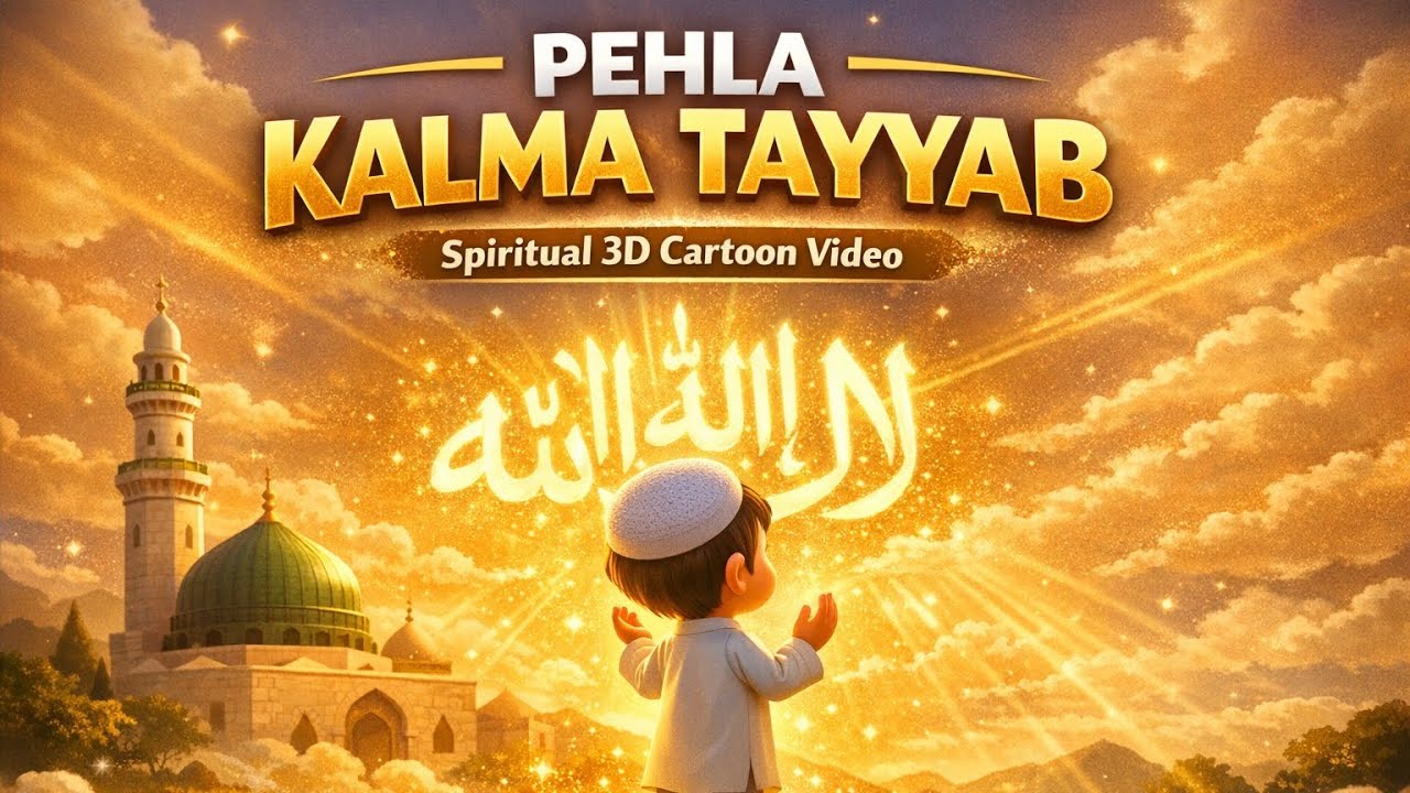Pehla Kalma Tayyab | Beautiful 3D Islamic Cartoon Nasheed 🌙✨ | Learn Kalma for Kids