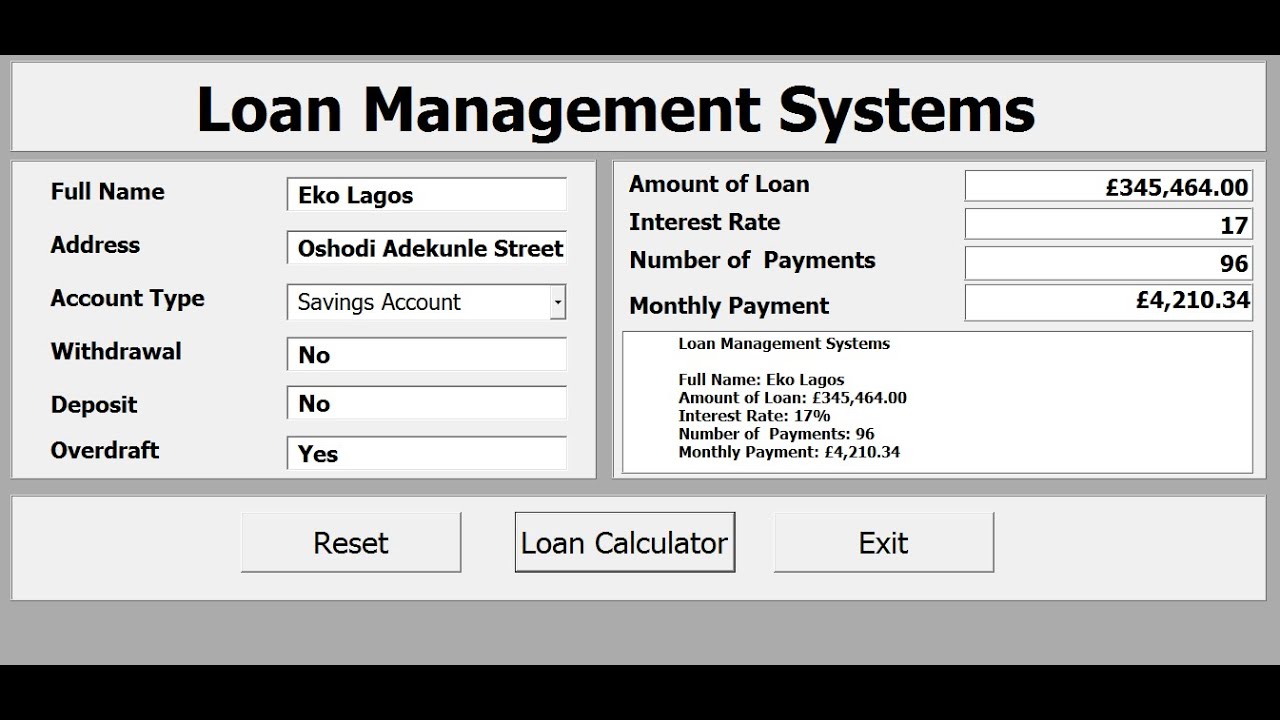 How to Create Loan Management Systems with Excel VBA - Tutorial 1