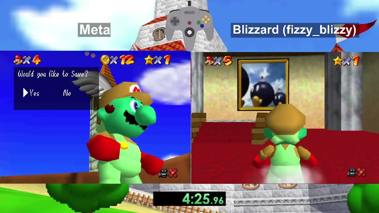 Super Mario 64 - 70 Star Randomizer Race vs. Blizzard [N64]