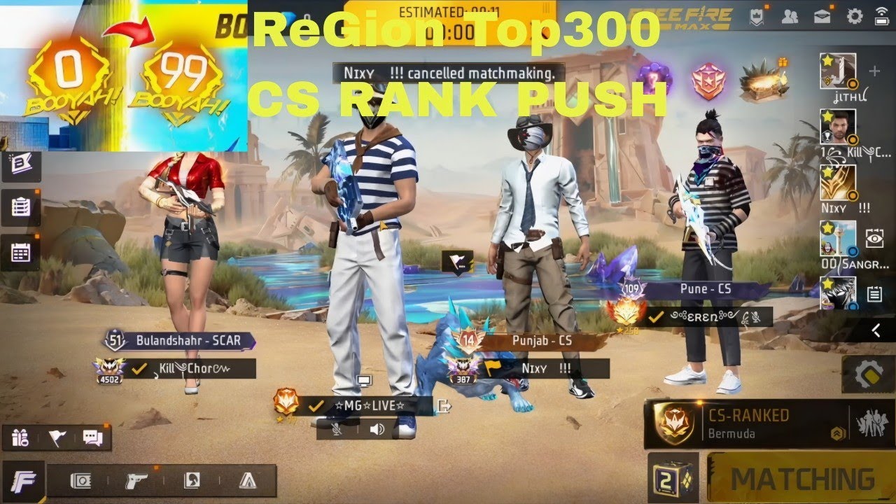 freefire cs rank ultimate rank push top 100 grandmaster pro team