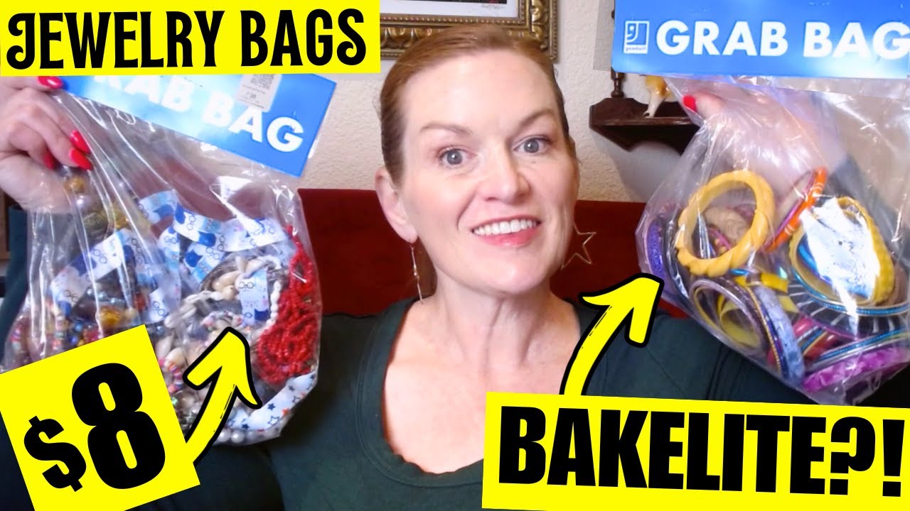 I Bought $8 Goodwill Jewelry Bags  – Did I Find Vintage Bakelite? | Goodwill Jewelry Jar Unboxing