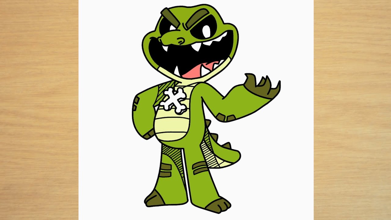 Como dibujar a Allister Gator Nightmare Critters Poppy Playtime 4
