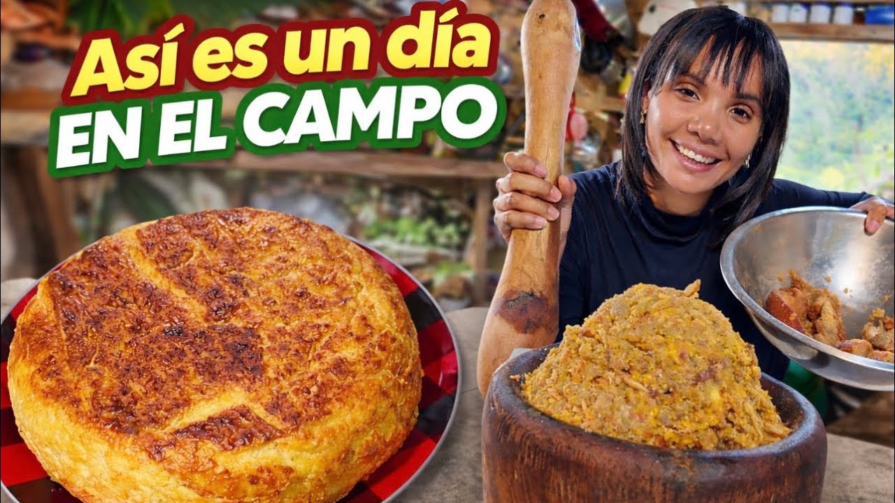 DISFRUTANDO DE UNA DELISIOSA AREPA EN UN CAMPO DOMINICANO