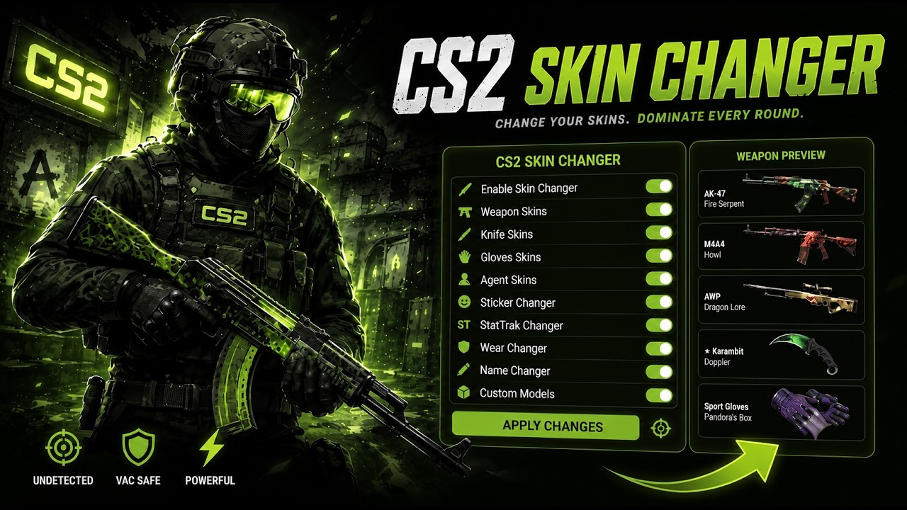 CS2 Skin Changer 2026 Free PC Undetected | All Skins + Knives & Gloves [No Ban]