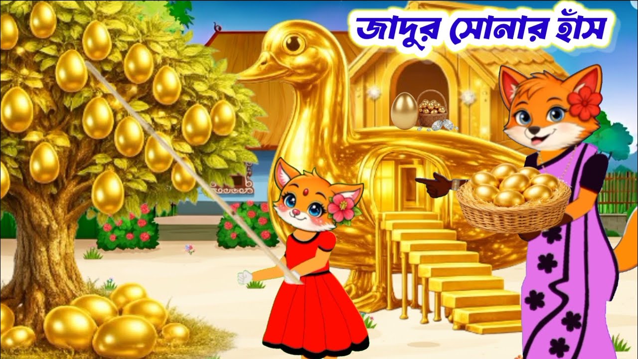 জাদুর সোনার হাঁসের রহস্য 🦢✨ | সোনার ডিমের অবিশ্বাস্য গল্প | Bangla Moral Story | Fox Cartoon