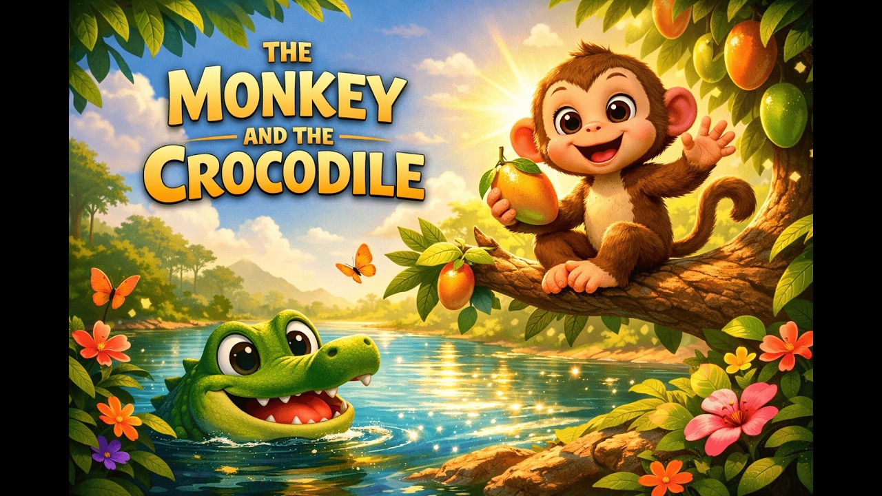 The Monkey and the Crocodile | A Clever Jungle Tale | Moral Story for Kids