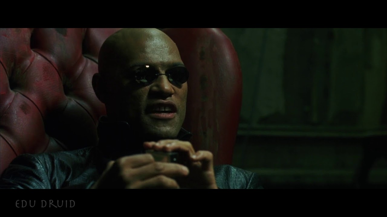 The Matrix: Neo meets Morpheus (blue pill, red pill)