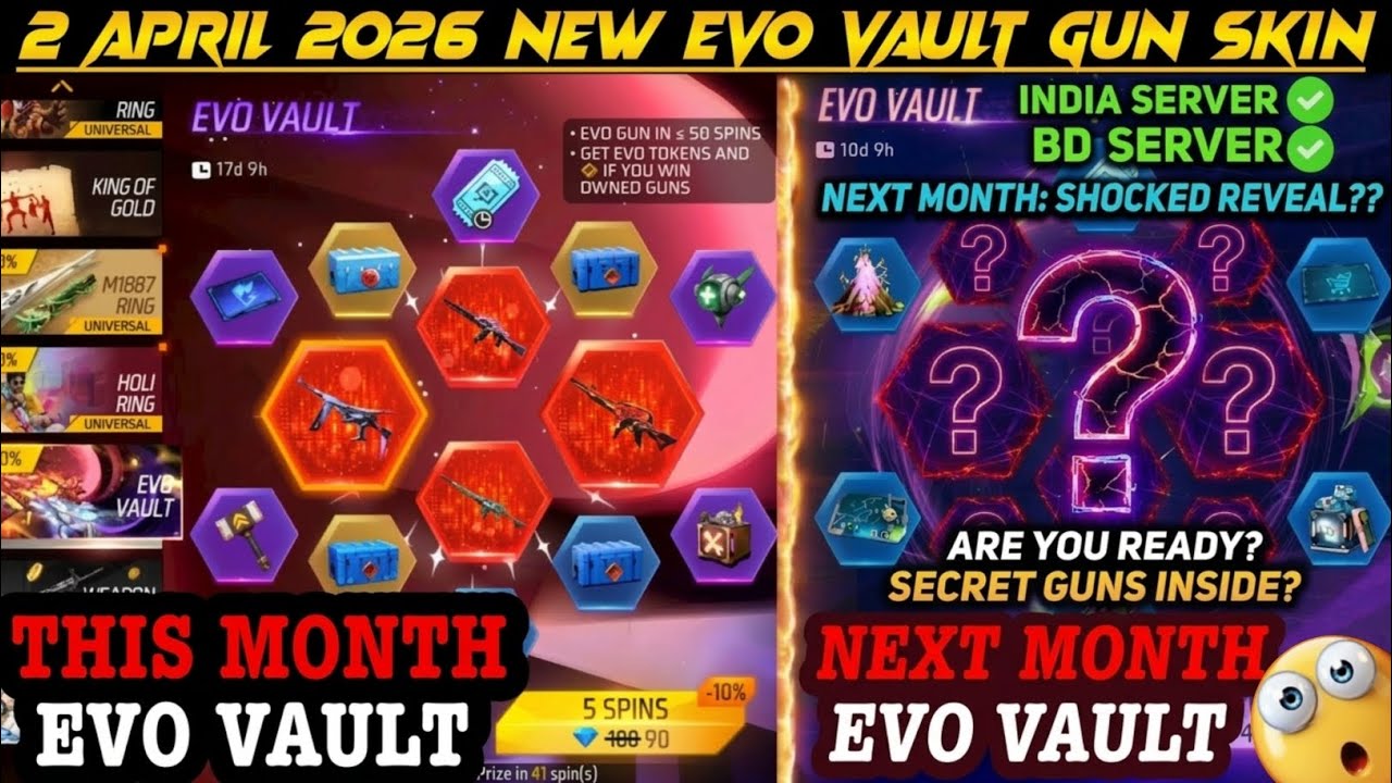 NEXT APRIL MONTH EVO VAULT EVENT FREE FIRE 2026 | 2 APRIL 100% *CONFIRM* NEW EVO GUN SKIN FF