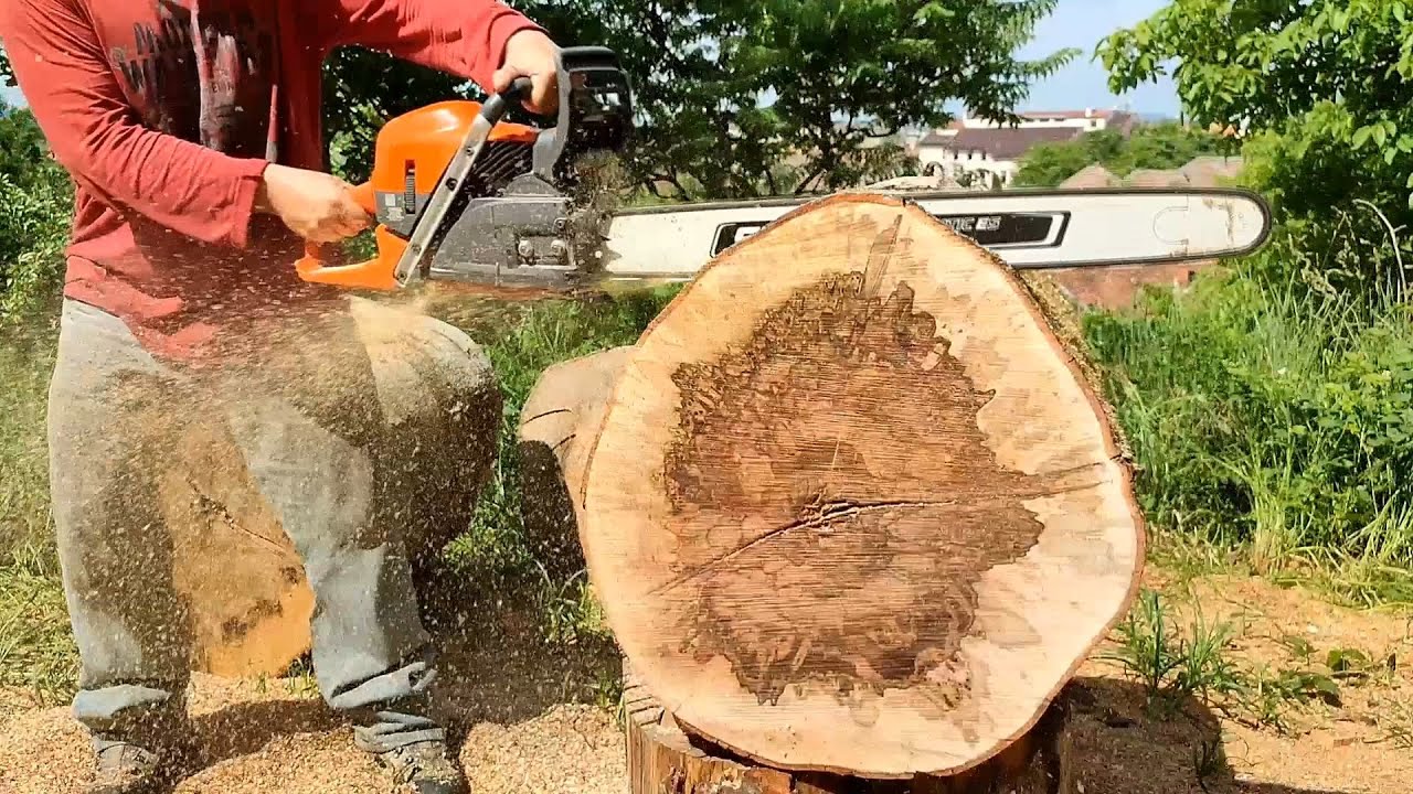 Husqvarna 585 - testing muffler modification (80cm bar/RS chain)