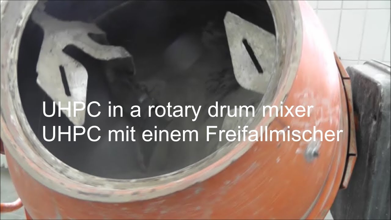 UHPC in a rotary drum mixer / UHPC mit einem Freifallmischer