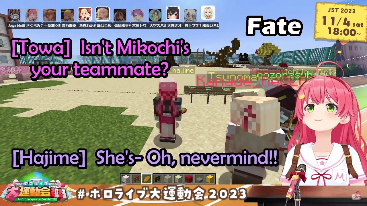 Miko Watching Hajime Getting Along with Everyone When Building Holo Sports Festival Gym