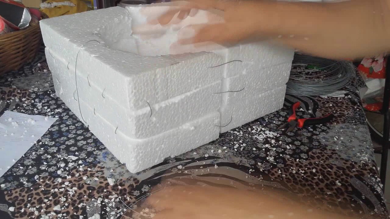 como fazer vaso quadrado usando isopor e cimento! RECICLAGEM