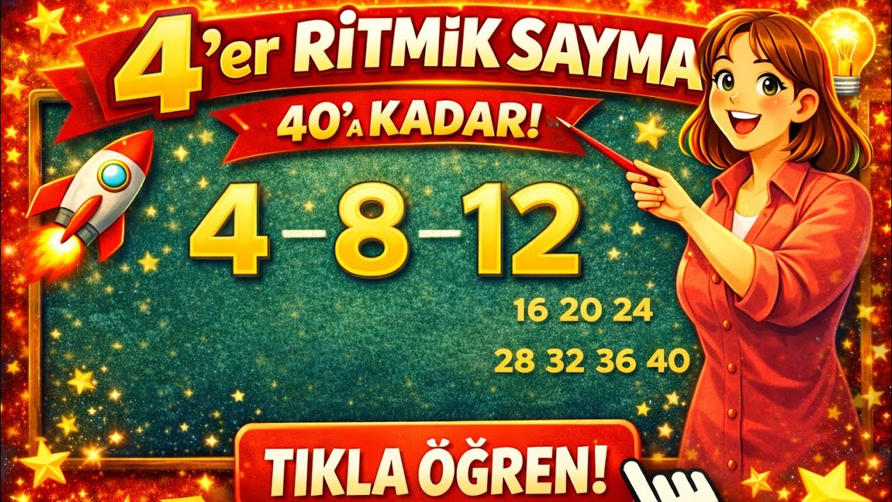 4’er Ritmik Sayma 40’a Kadar | İlkokul Matematik Dersi (Öğretmen Anlatımı)