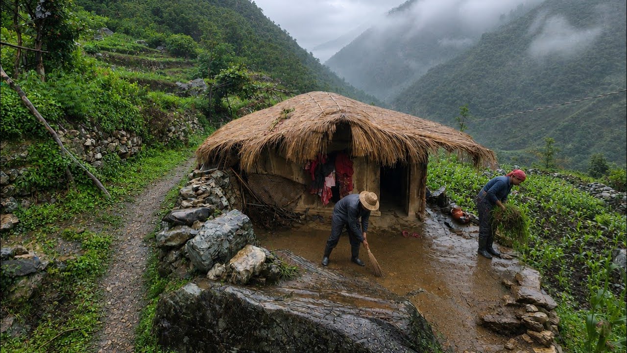 This Is Himalyan Nepali Mountain Village Life Heavy Rainy Day |Naturelly Village Dacumentary Video |