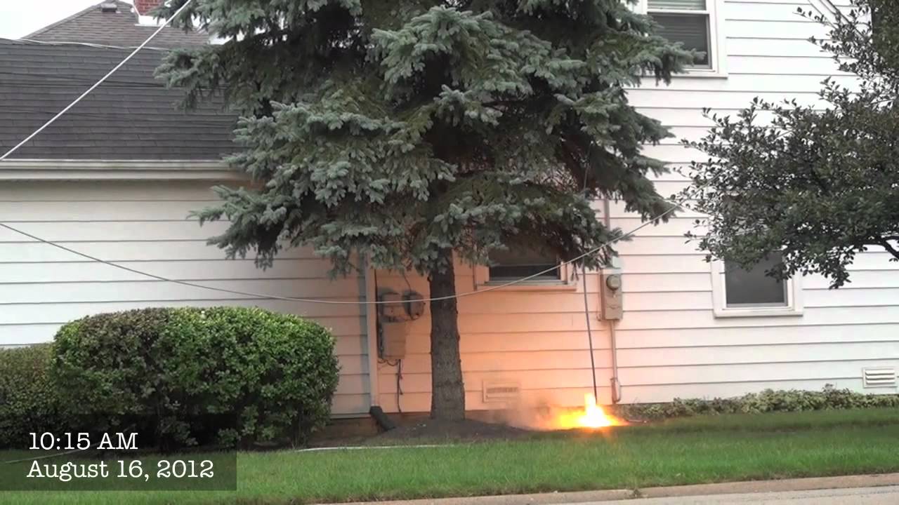 Power Line Down with Arcing and Fire: Threatens Home in Mount Prospect