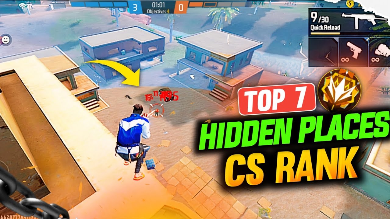 TOP 7 CS RANK HIDDEN PLACES IN KALAHARI MAP || CS RANK TIPS AND TRICKS || SECRET PLACES IN FREE FIRE