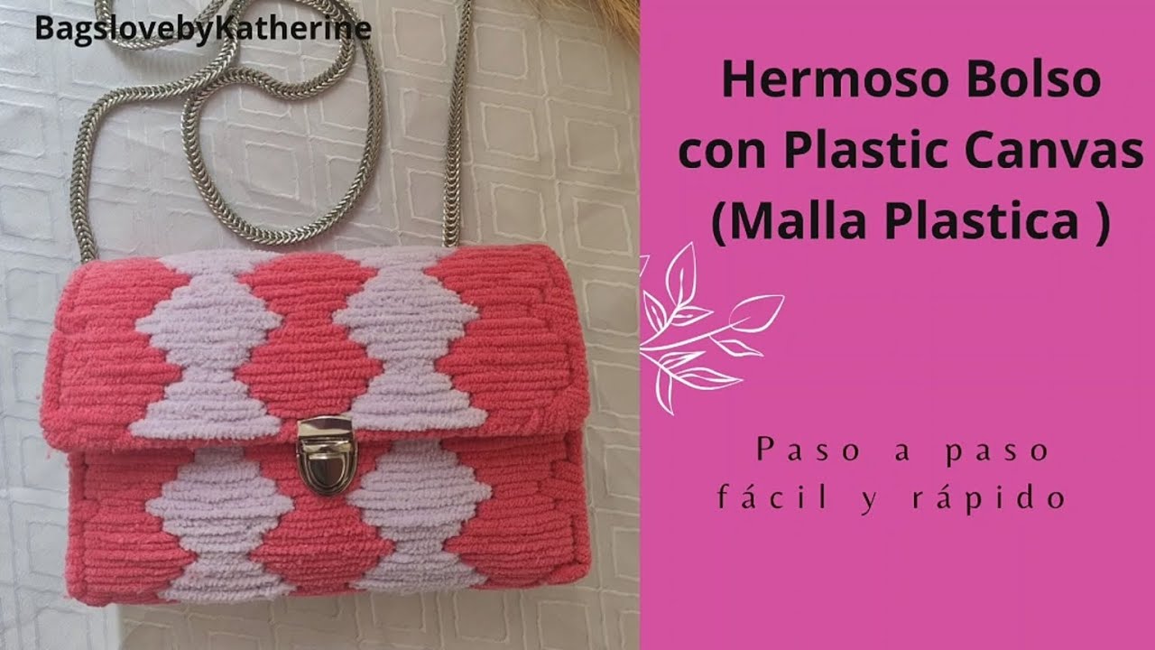 Bolso con malla plastica fácil y rápido de hacer #plasticcanvas #bag #handmade