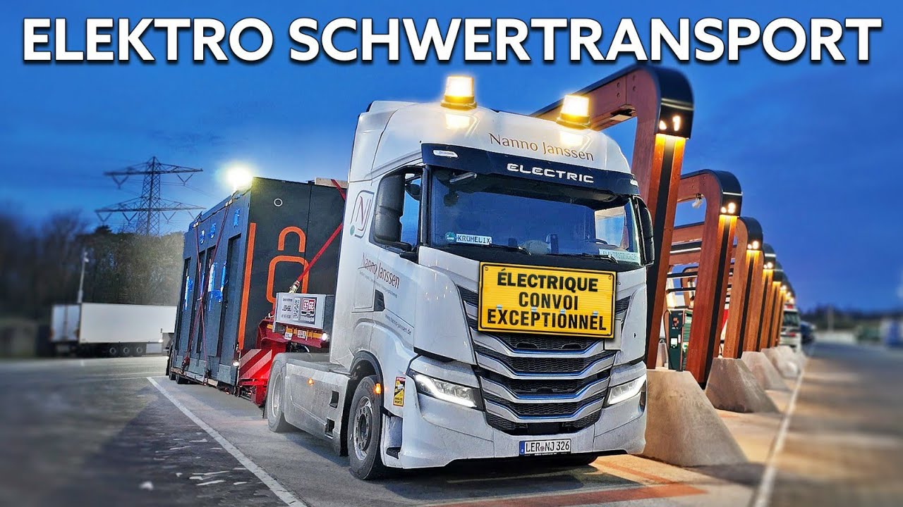 XXL Elektro Schwertransport für einen LKW Ladepark von Ulm nach Zwolle (NL)