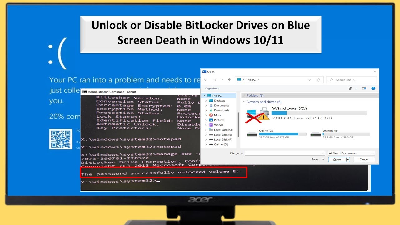 Как разблокировать или отключить диски BitLocker при появлении синего экрана смерти в Windows