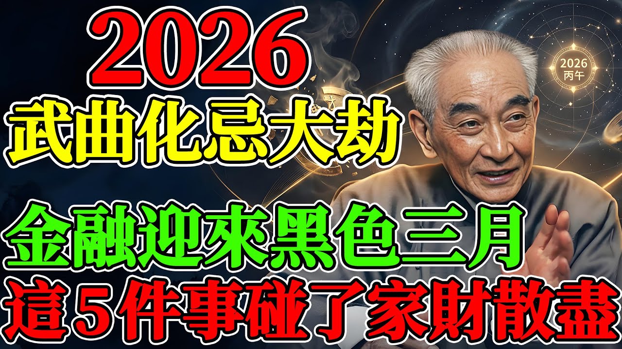 南懷瑾預言：2026年「武曲化忌」大劫將至！金融市場驚現「黑色三月」，這5件事做不到，養老金恐化為烏有！#南懷瑾 #南懷瑾智慧 #國學智慧 #易經 #2026年運勢 #丙午年 #武曲化忌 #黑色三月