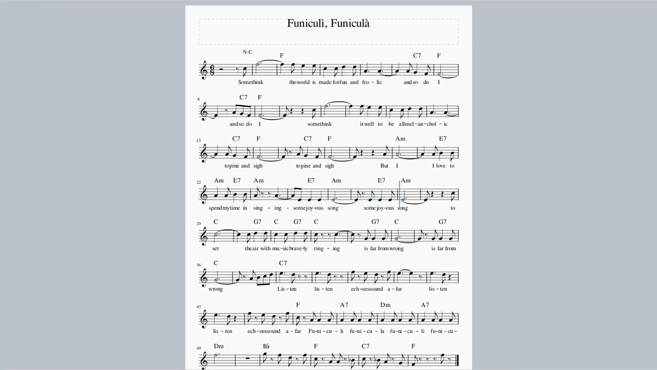 Spartiti Gratis: Funiculi Funicula