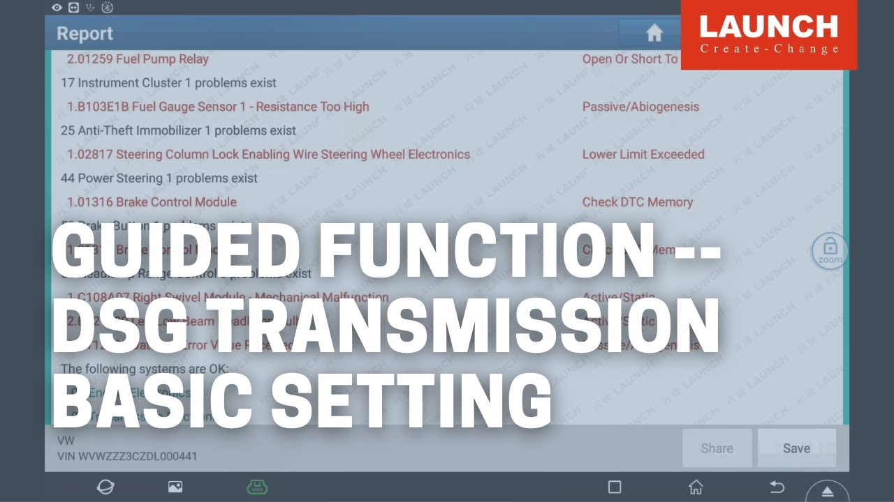 X-431 PAD V | Guided Functon -- DSG Transmission Basic Setting | LAUNCH