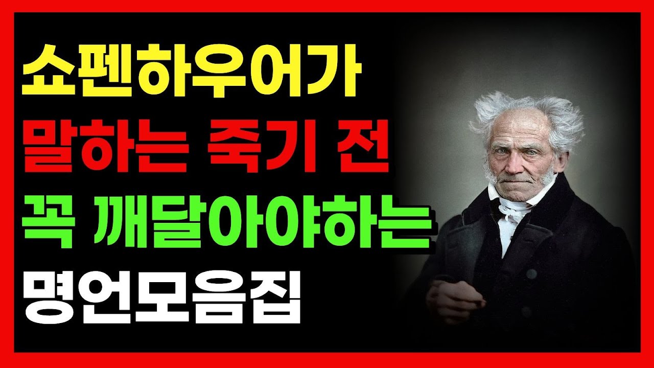 하루 빨리 알았다면 좋았을 쇼펜하우어 명언모음집 #인생명언 #쇼펜하우어명언
