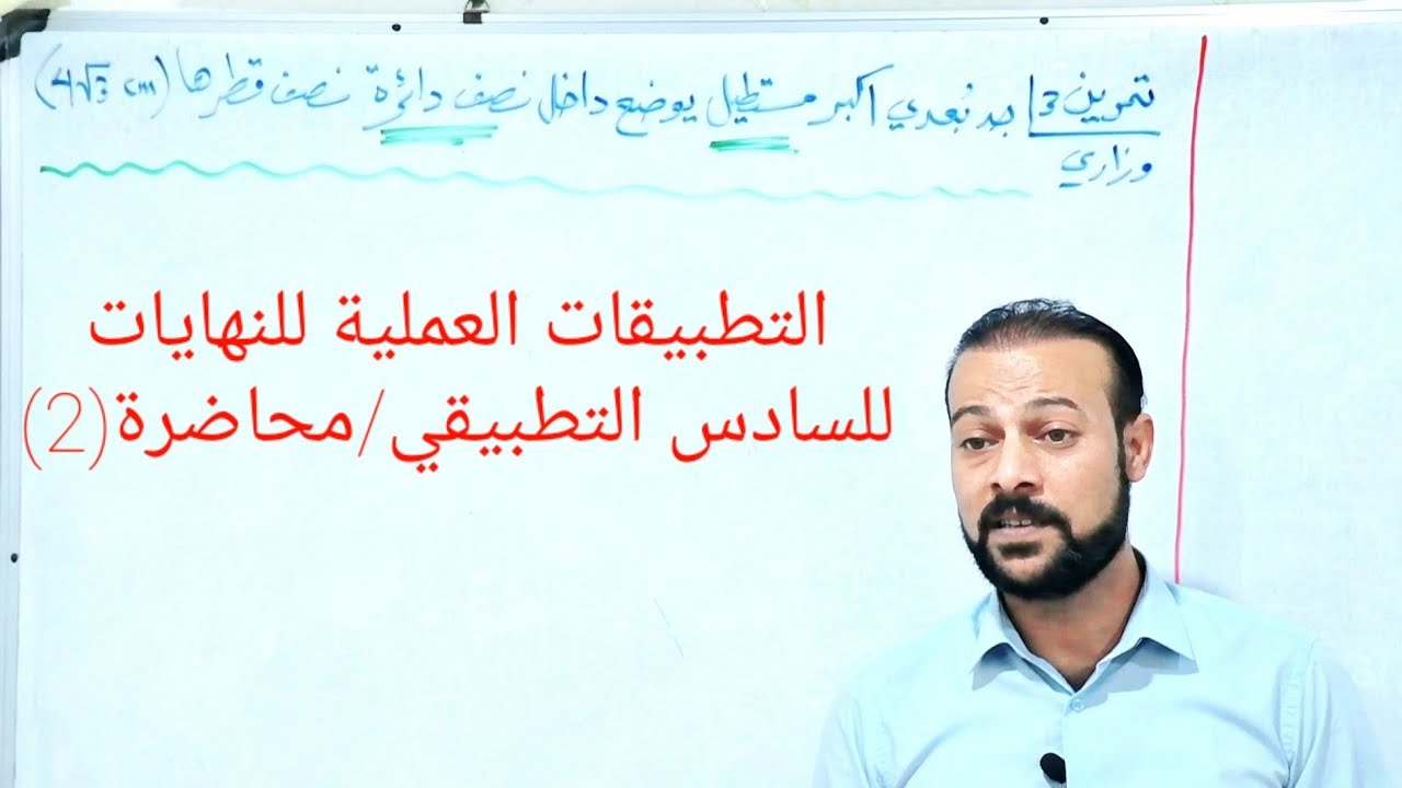 رياضيات/صدام جبار/السادس التطبيقي/الفصل الثالث/ التطبيقات العملية للنهايات/ محاضرة (47)