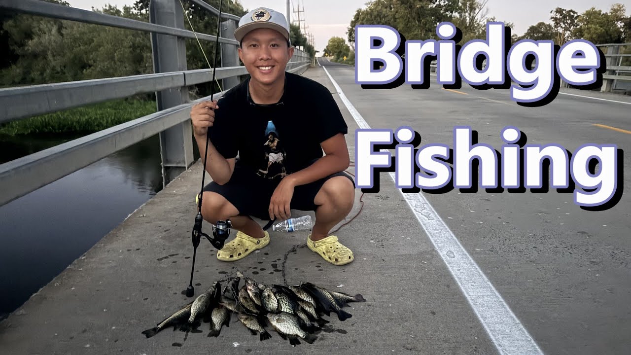 Crappie Fishing On Fire! Bridge Fishing A Slough In Hot Weather!