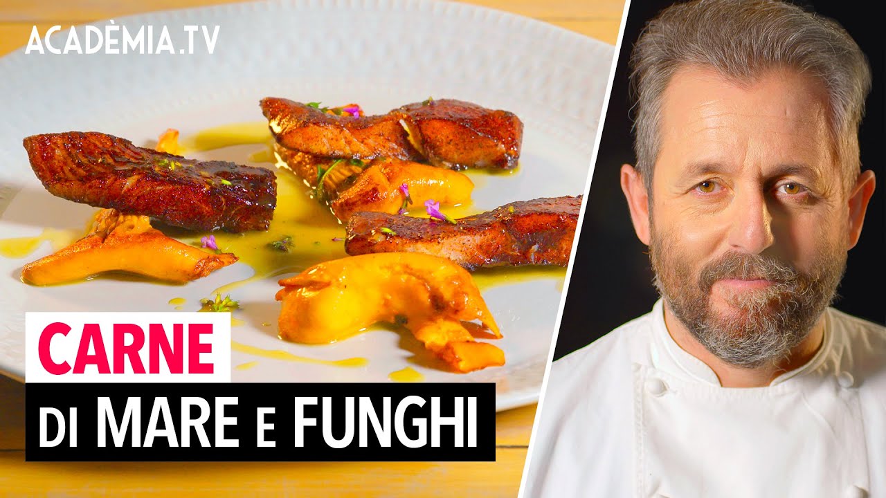 Carne di mare con funghi e corteccia di pino: il 