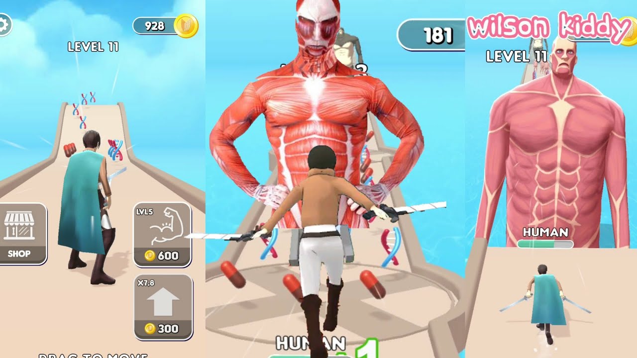 Titan Raksasa Eren vs Titan Collosal 😱😲 | Titan Rush 3d | Wilson Kiddy