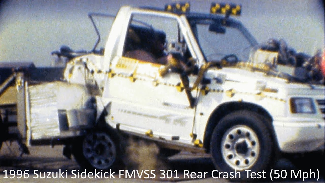 1996 Suzuki Sidekick 2 Dr. Convertible FMVSS 301 Rear Crash Test (50 Mph)