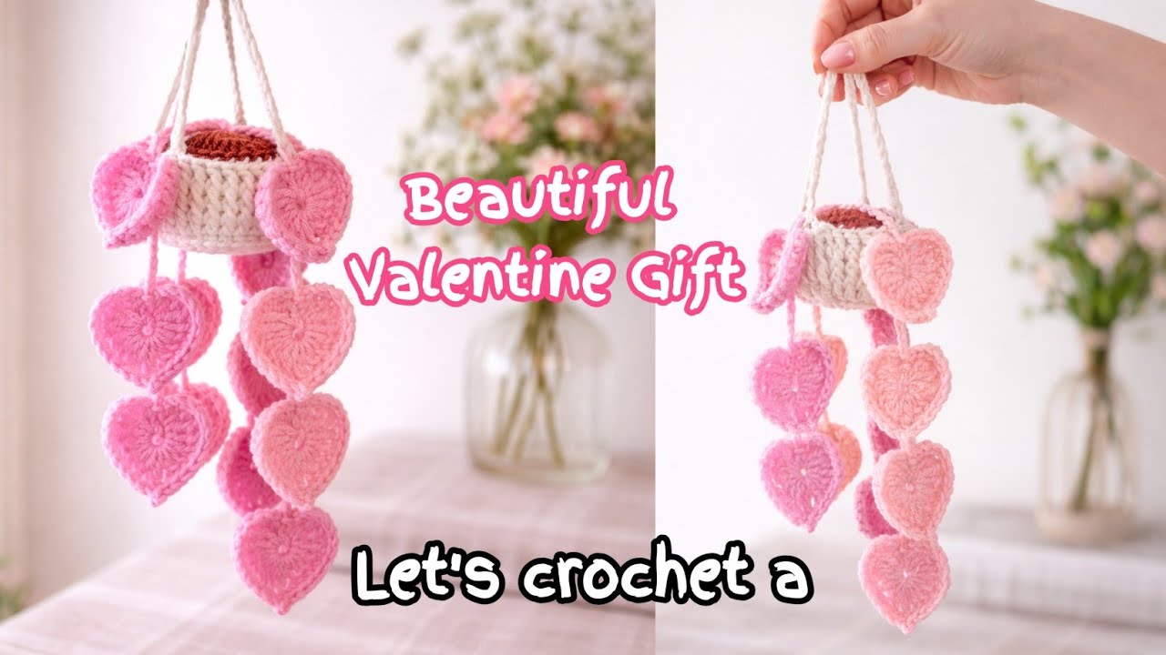 🌸 Handmade with Love 💕 Crochet Heart Hanging | Valentine’s Day Gift Idea 🎁
