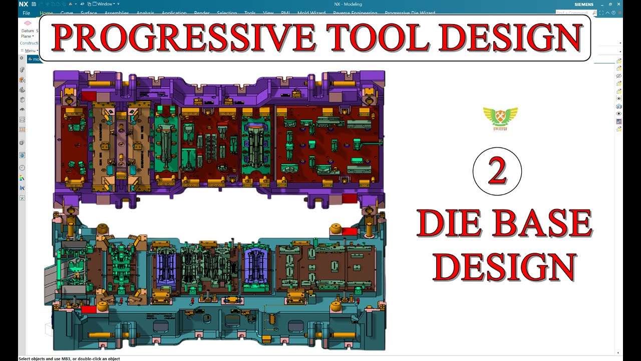 PROGRESSIVE DIE DESIGN 2 - Press Tool design | Sheetmetal Die Design tutorial or Press tool design