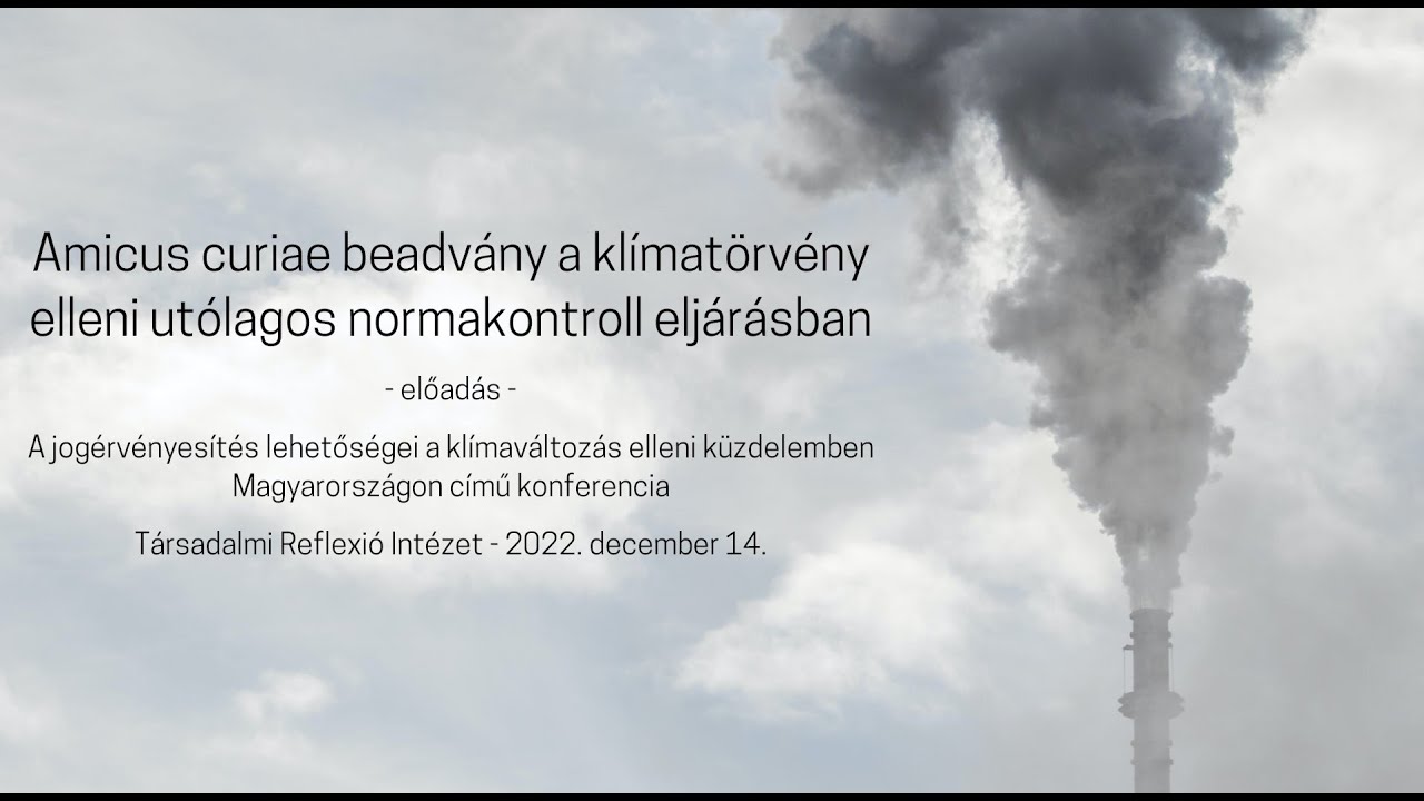 Amicus curiae beadv&aacute;ny a kl&iacute;mat&ouml;rv&eacute;ny elleni ut&oacute;lagos normakontroll elj&aacute;r&aacute;sban - Sulyok Katalin