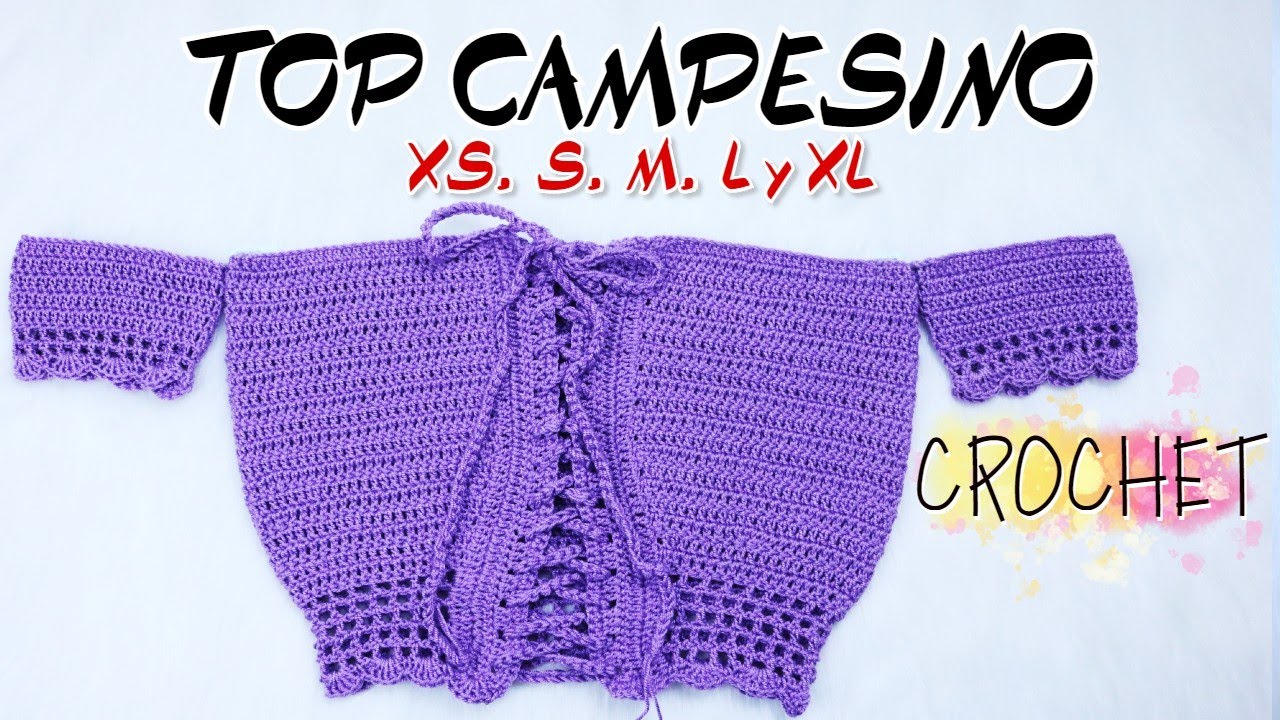 TOP CROCHET Blusa Estilo Campesina Fácil 😍