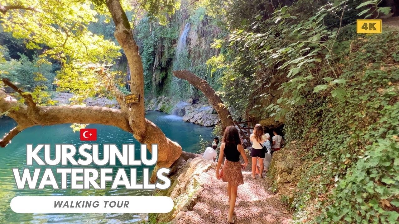Водопады Куршунлу 🇹🇷 Пешеходная экскурсия - Лето 2023 [4K] ✅ Субтитры #куршунлу #водопад #турция