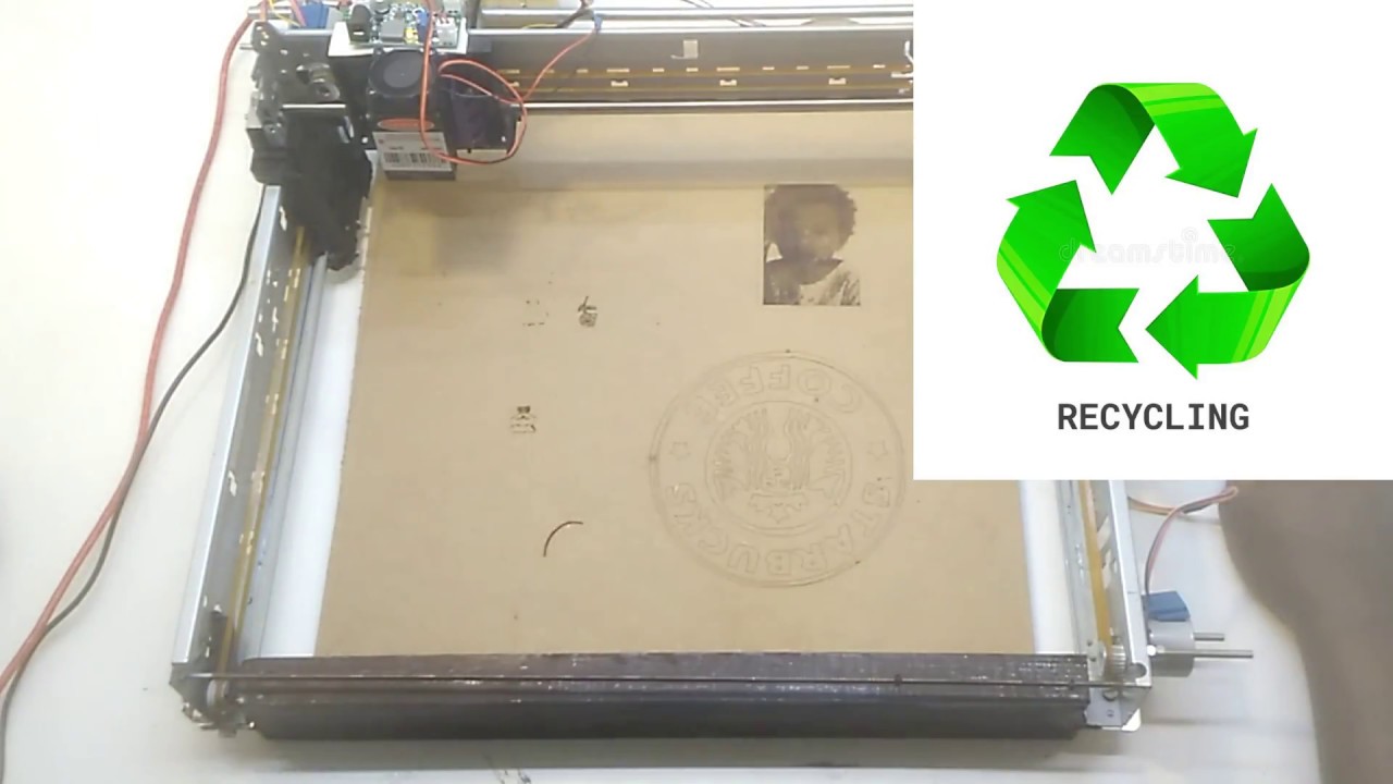 cnc laser con partes de impresora reciclada