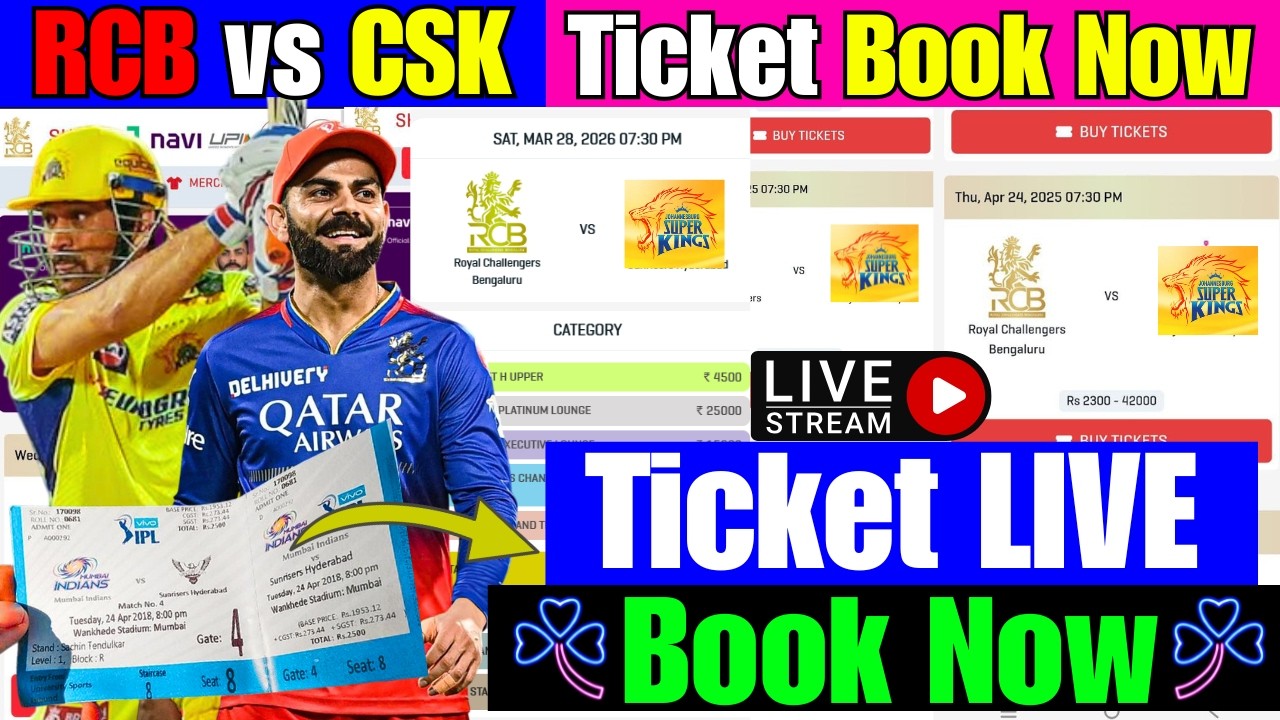RCB vs CSK Tickets 🔴Going LIVE TODAY? How to Book RCB Home Match Ticket with CSK?