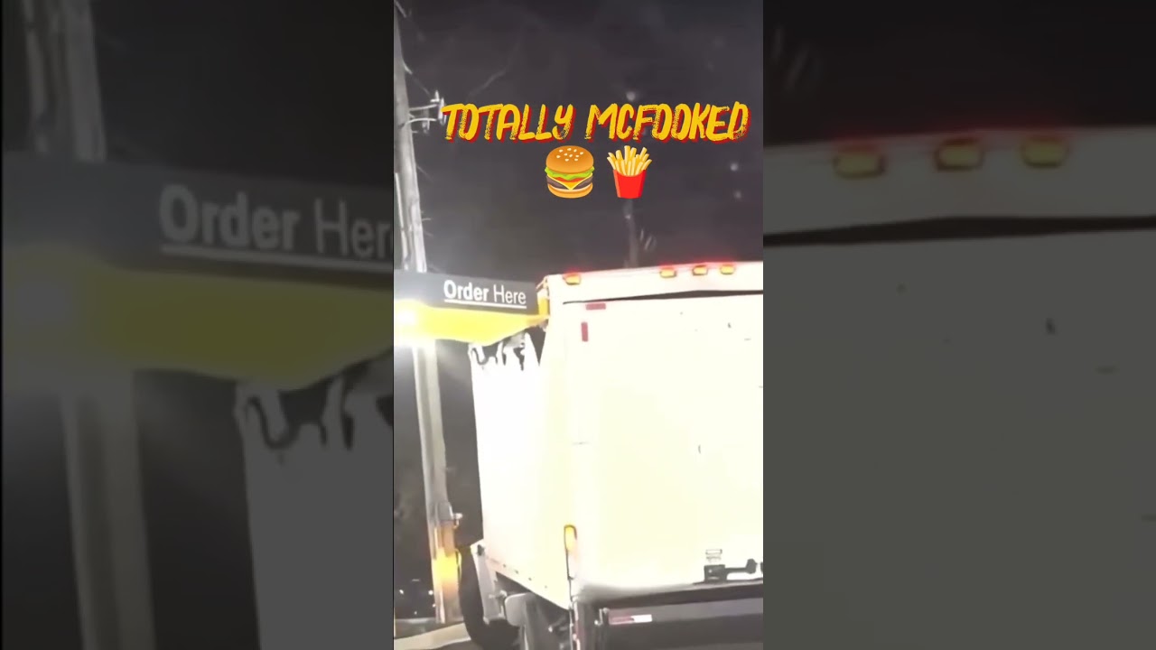 Tractor trailer truck driver crashes into McDonald's drive thru. #funny #mcdonalds #baddrivers #lol