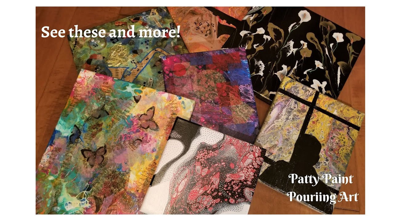 13  Embellished Pours and how I made them  🎨🎨🎨 Fluid Art, Decoupage, Posca Pens, String pull