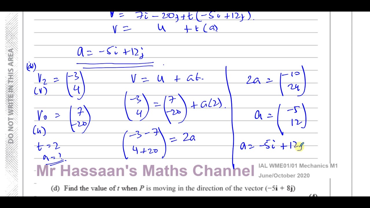 WME01/01 Mechanics M1 June/Oct 2020 IAL Q5 Vectors